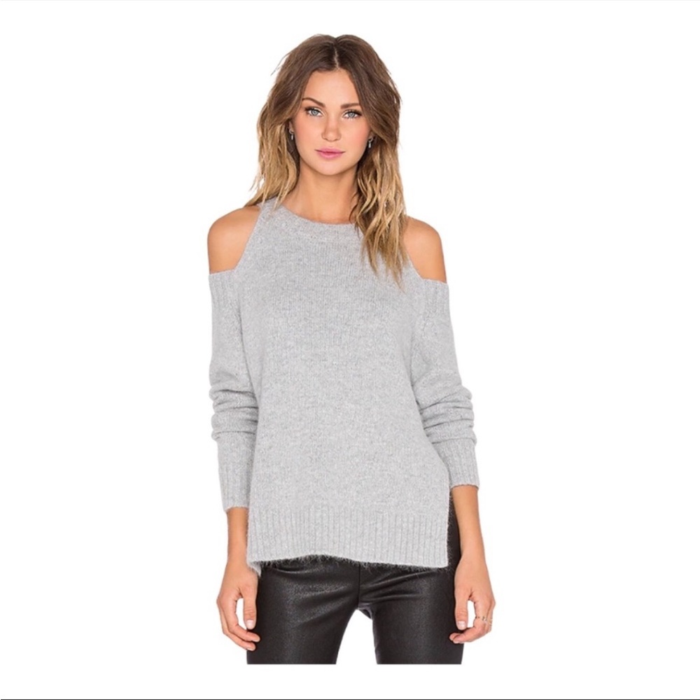 J.O.A. Shoulder Cut Out Sweater in Grey angora blend womens size small